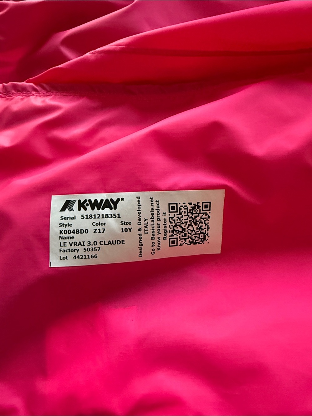 K-Way Le Vrai 3.0 Claude packable waterproof rain jacket in size 10 - Picture 9 of 12
